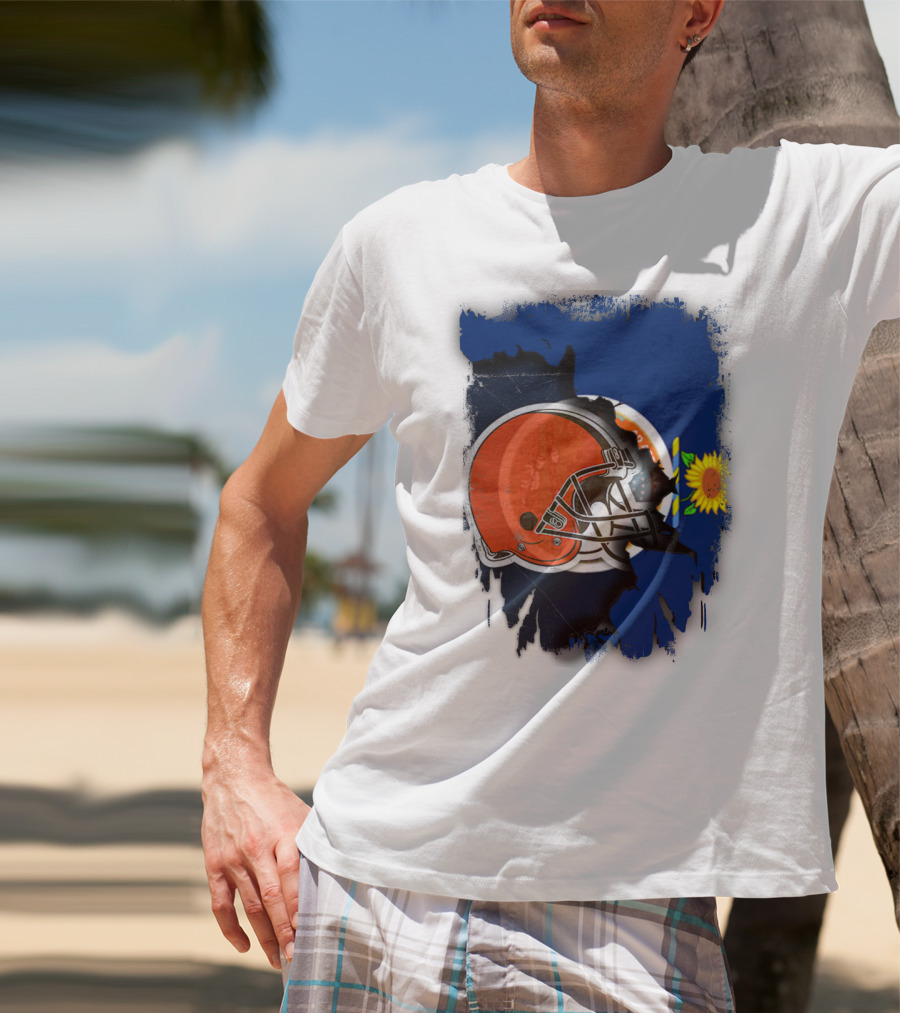 Kansas And Browns Helmet With Sunflower T-Shirt