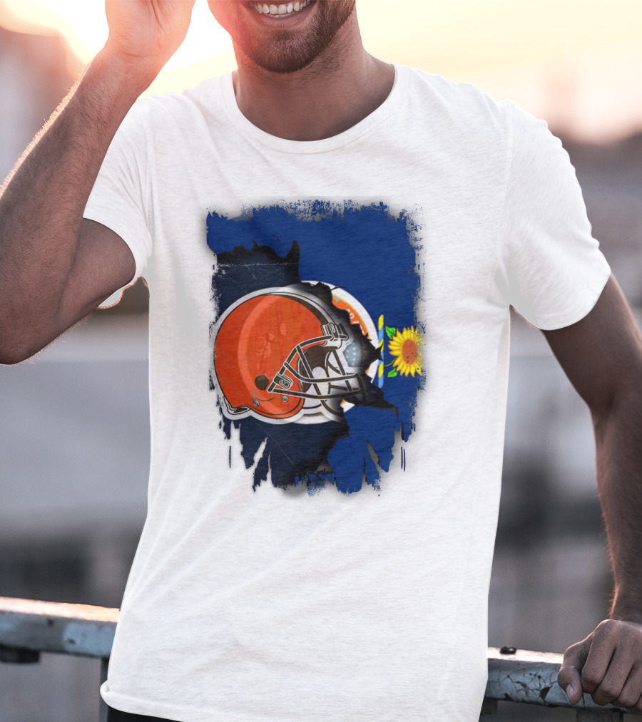 Kansas And Browns Helmet With Sunflower T-Shirt