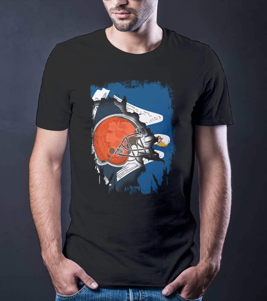 Cleveland Browns Helmet With Louisiana Eagle Motif T-Shirt