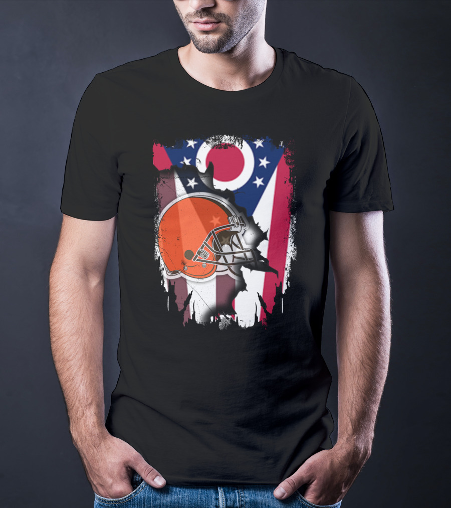 Together Ohio Browns Football Helmet Flag Emblem T-Shirt