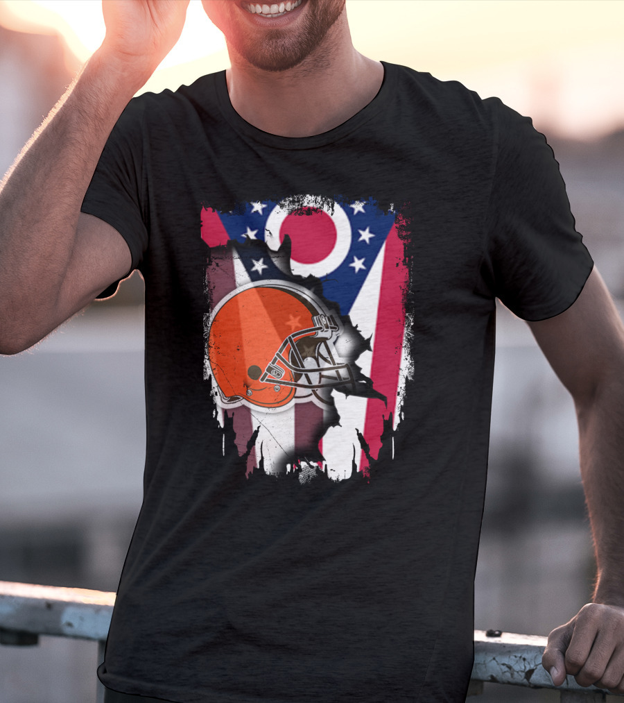Together Ohio Browns Football Helmet Flag Emblem T-Shirt