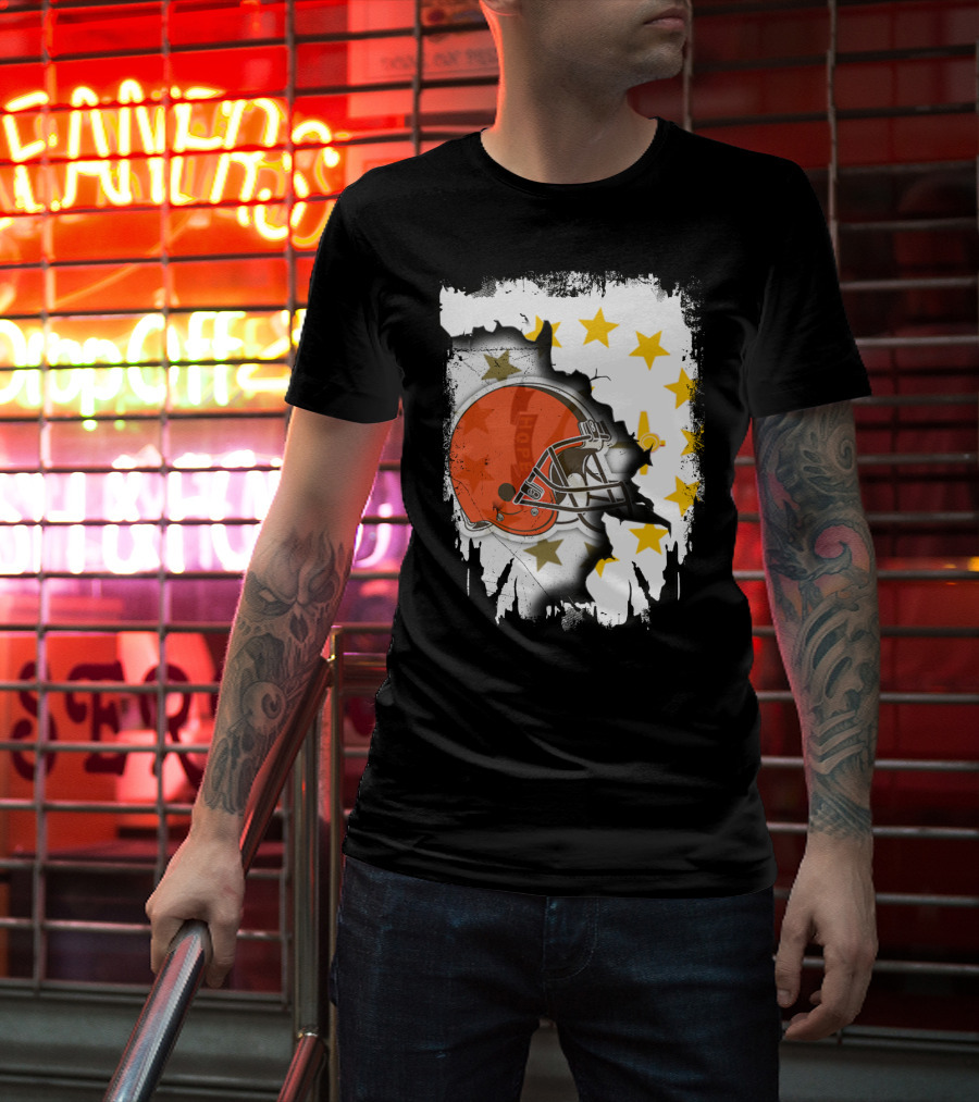 Together Rhode Island Browns Helmet With Stars And Grunge Elements T-Shirt