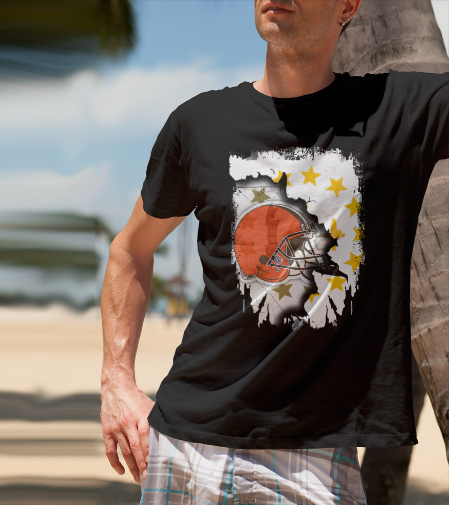 Together Rhode Island Browns Helmet With Stars And Grunge Elements T-Shirt