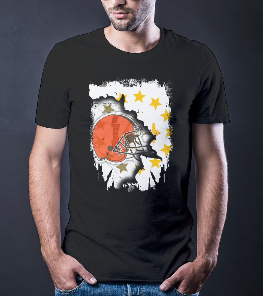 Together Rhode Island Browns Helmet With Stars And Grunge Elements T-Shirt