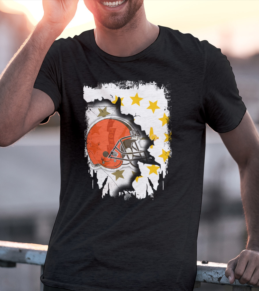 Together Rhode Island Browns Helmet With Stars And Grunge Elements T-Shirt