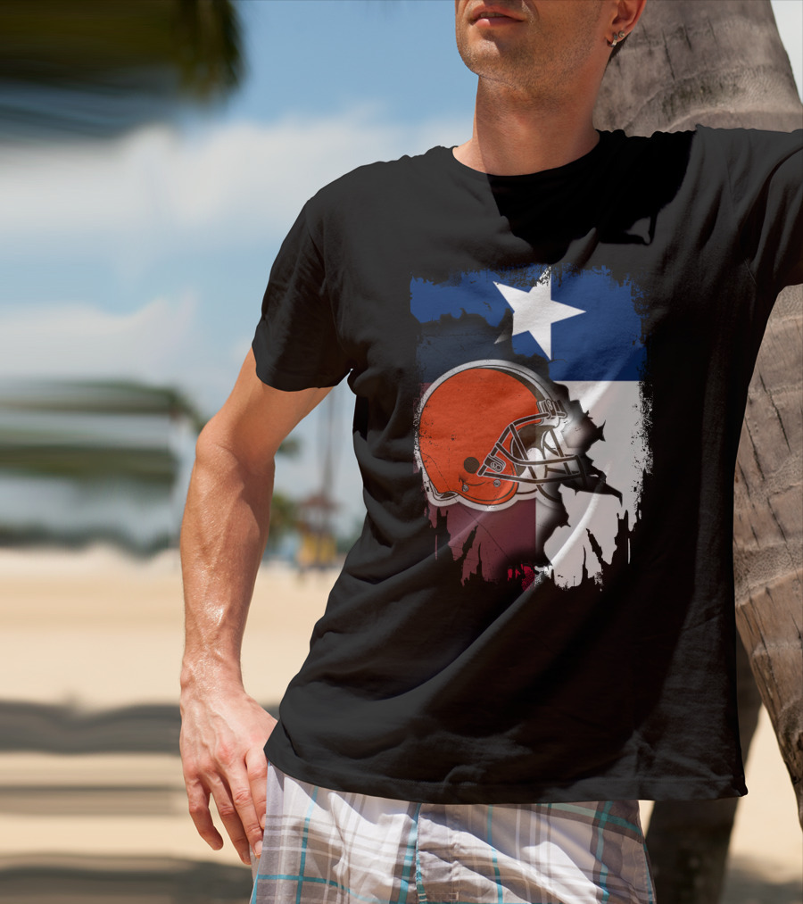 Together Texas Browns Helmet Star Flag T-Shirt