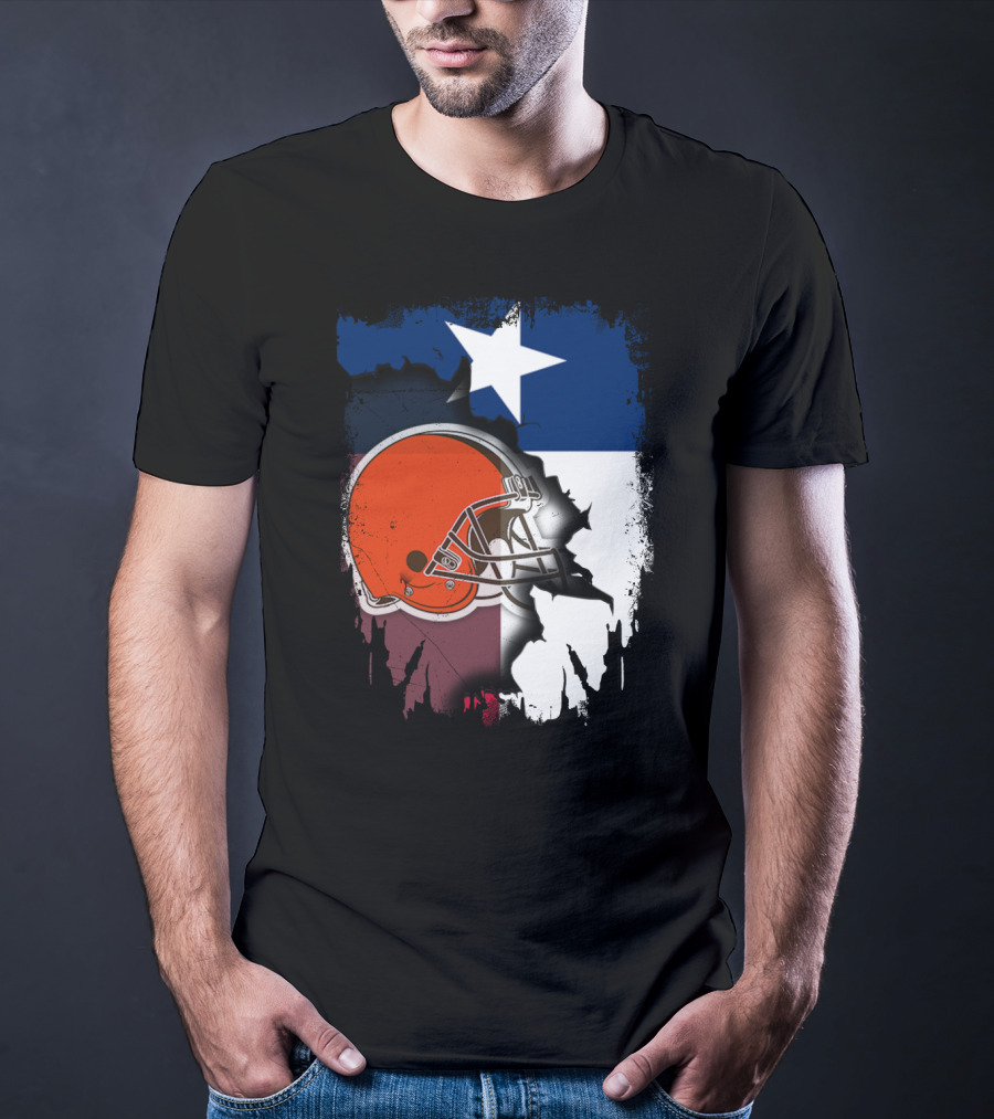 Together Texas Browns Helmet Star Flag T-Shirt