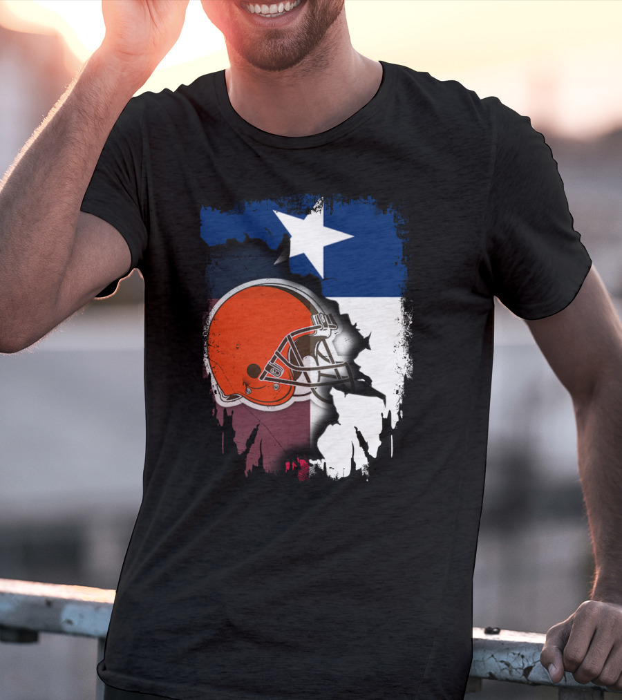 Together Texas Browns Helmet Star Flag T-Shirt