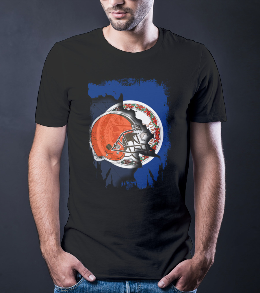 Together Virginia With Browns Helmet And State Seal T-Shirt