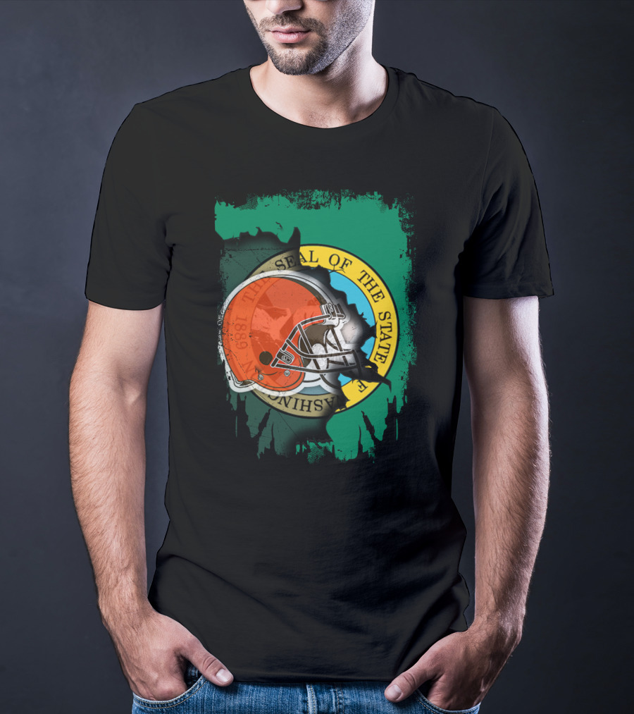 Together Washington State Seal Browns Helmet T-Shirt