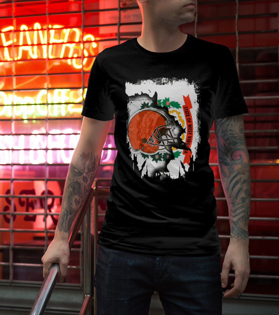 State Of West Virginia Cleveland Browns Helmet T-Shirt
