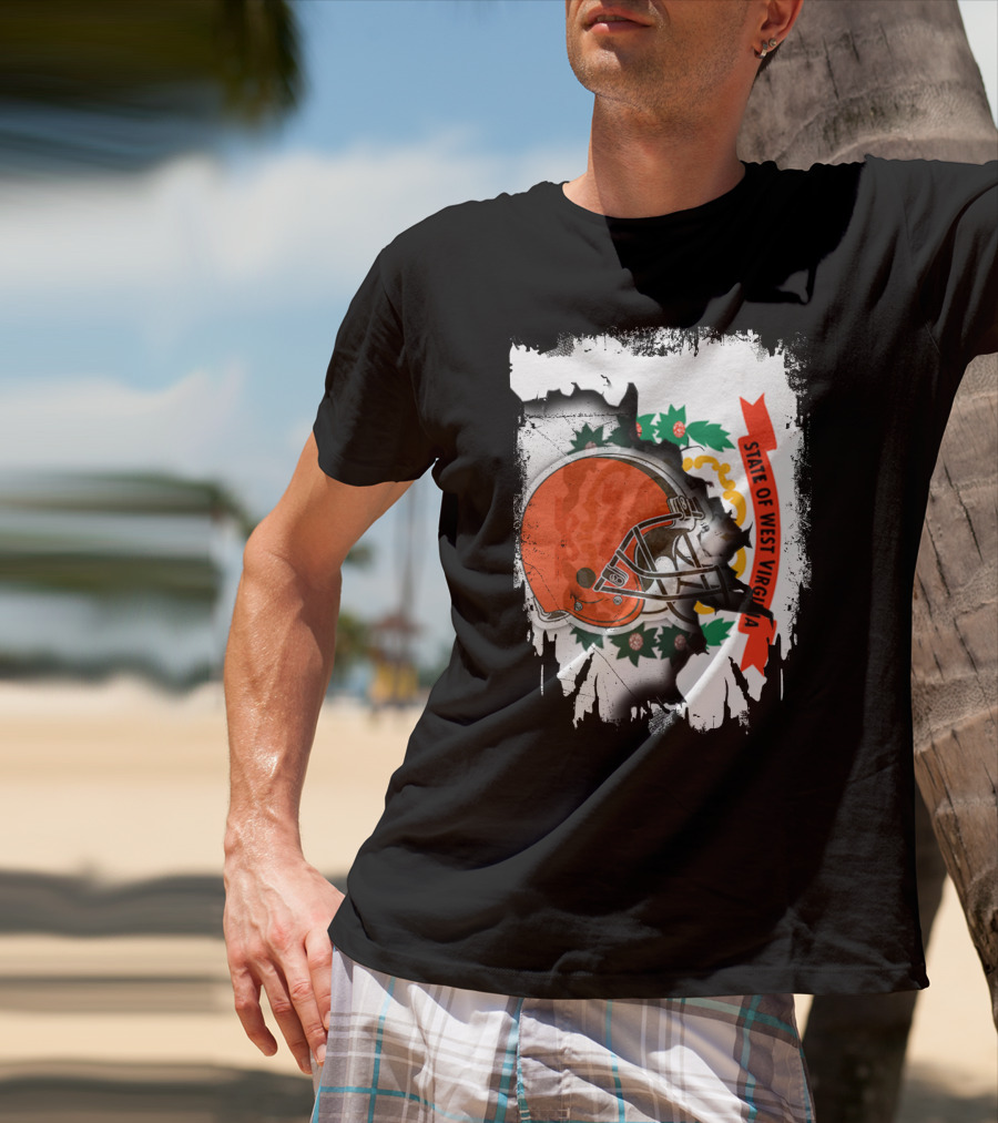 State Of West Virginia Cleveland Browns Helmet T-Shirt
