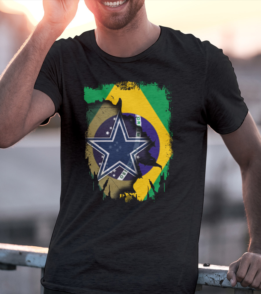 Brazilian Flag And Dallas Cowboys Star United T-Shirt