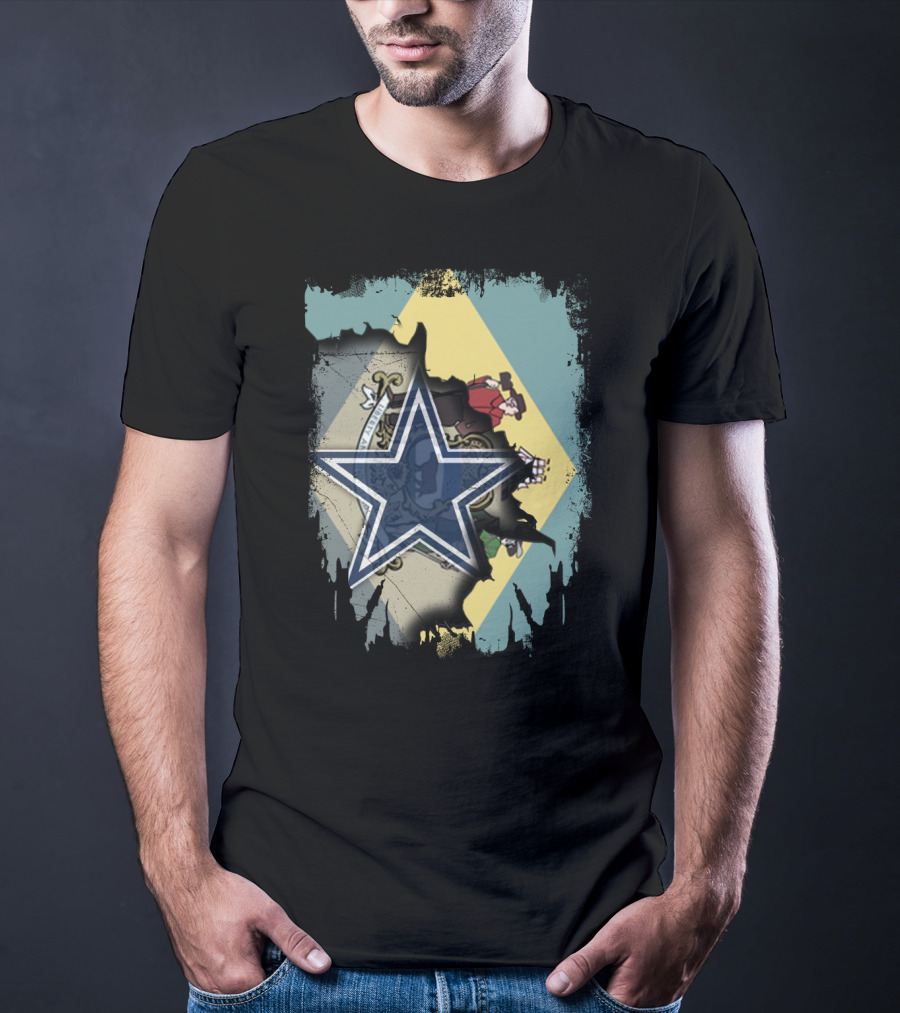 Delaware Flag With Dallas Cowboys Star Fusion T-Shirt