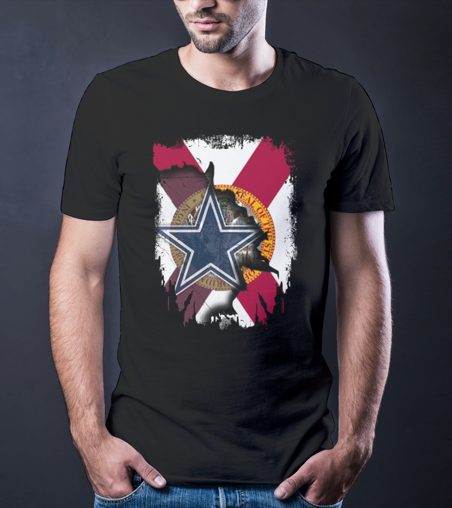 Florida State Seal And Lone Star Dallas Cowboys Fusion T-Shirt