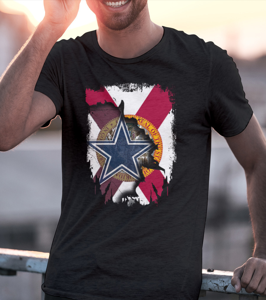 Florida State Seal And Lone Star Dallas Cowboys Fusion T-Shirt