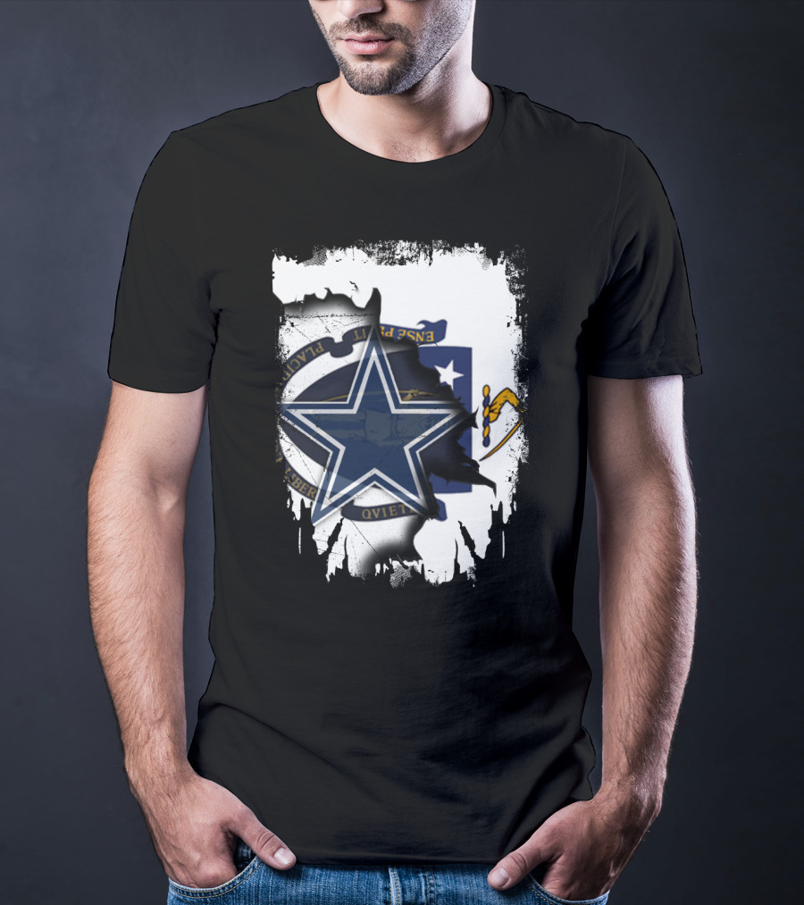 Massachusetts Meets Cowboys Star Symbol Fusion T-Shirt