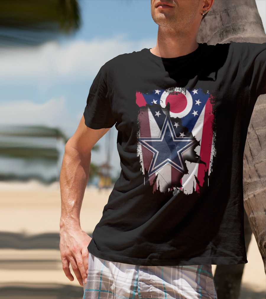 Ohio Pride With Dallas Cowboys Star In American Flag T-Shirt