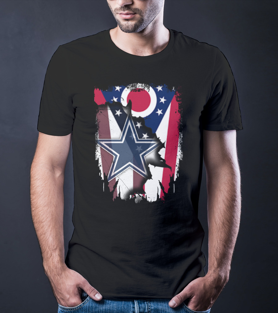 Ohio Pride With Dallas Cowboys Star In American Flag T-Shirt