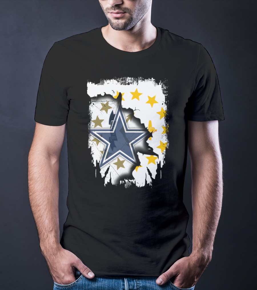 Together Rhode Island With Dallas Cowboys Star And State Symbol Stars T-Shirt