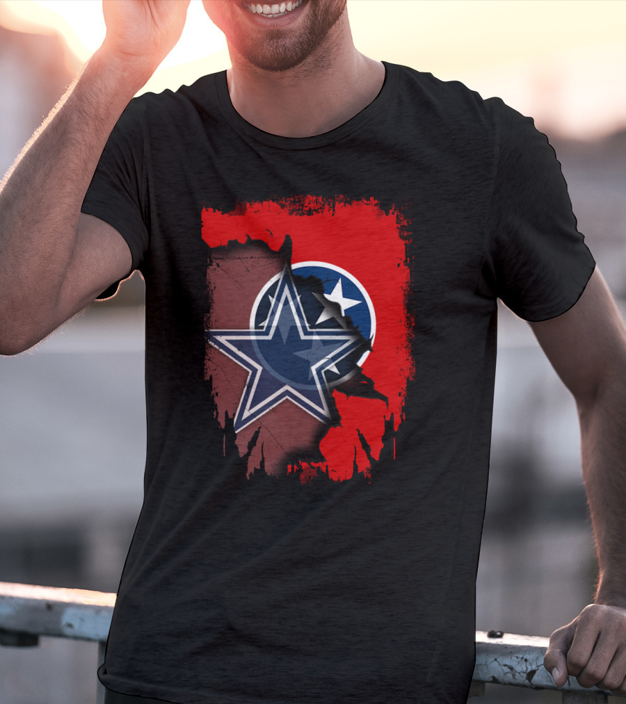 Tennessee Cowboys Star With Tri-Star Flag Fusion T-Shirt
