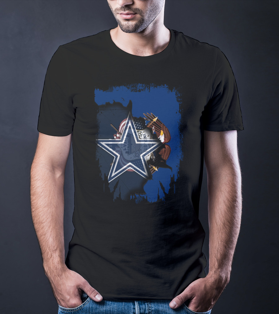 Dallas Cowboys Star Within Utah State Silhouette With Joined Themes T-Shirt