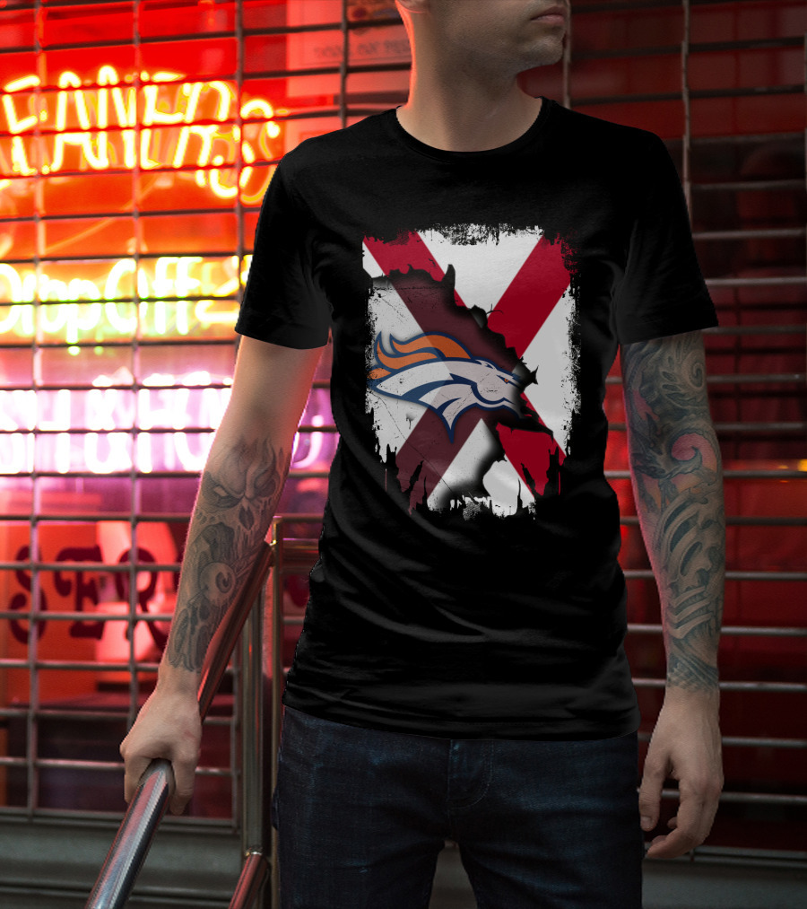 Together Alabama Broncos Fusion With Flag And Horse T-Shirt