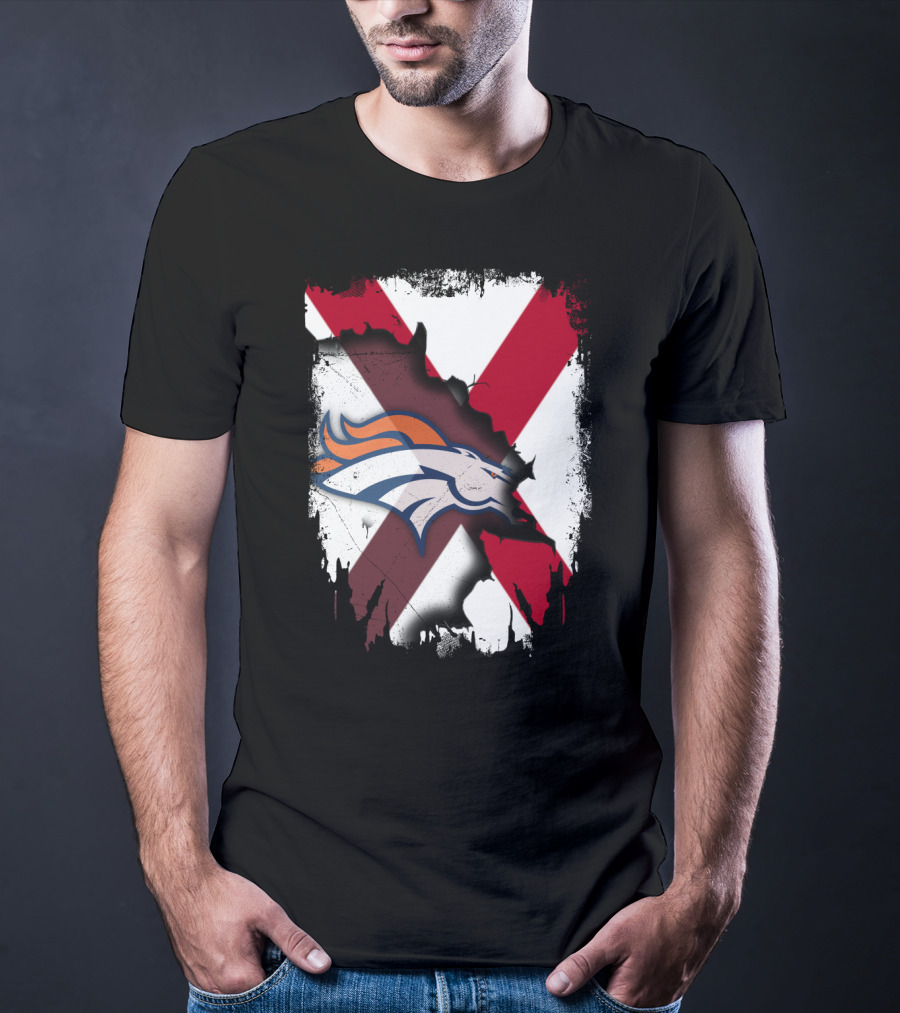 Together Alabama Broncos Fusion With Flag And Horse T-Shirt