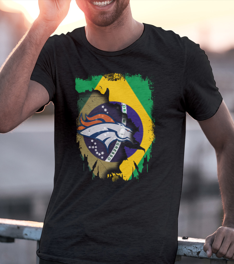 Brazilian Flag With Denver Broncos Logo Integration T-Shirt