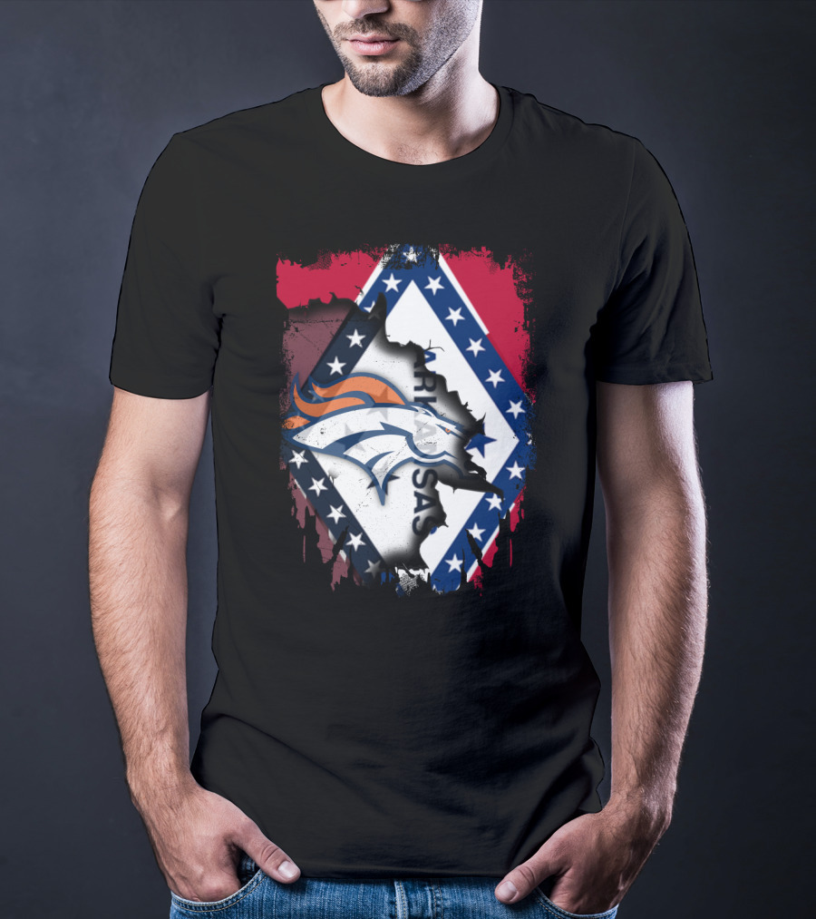 Together Arkansas Broncos Emblem With State Flag Elements T-Shirt