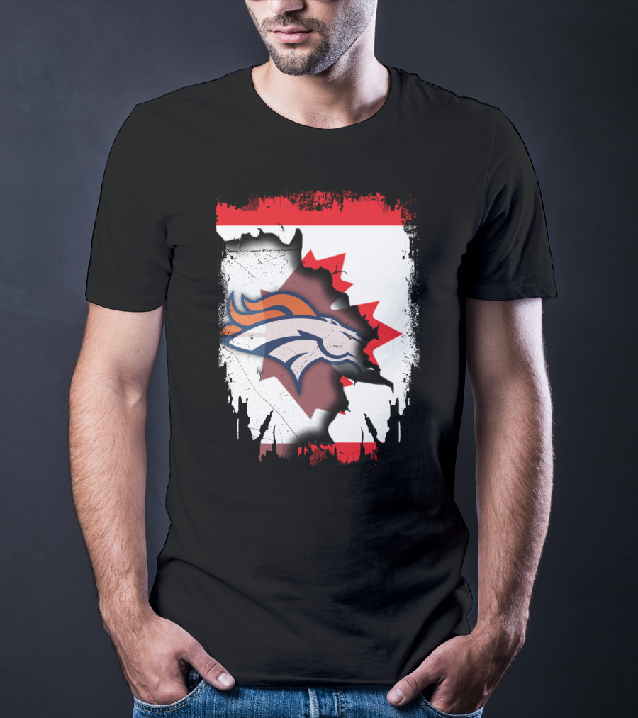 Together Canada Broncos Maple Leaf Flag NFL T-Shirt