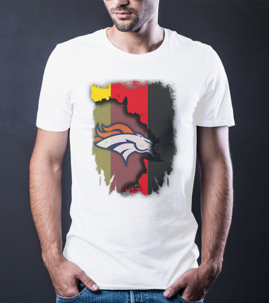 Germany Flag With Broncos Logo Together T-Shirt