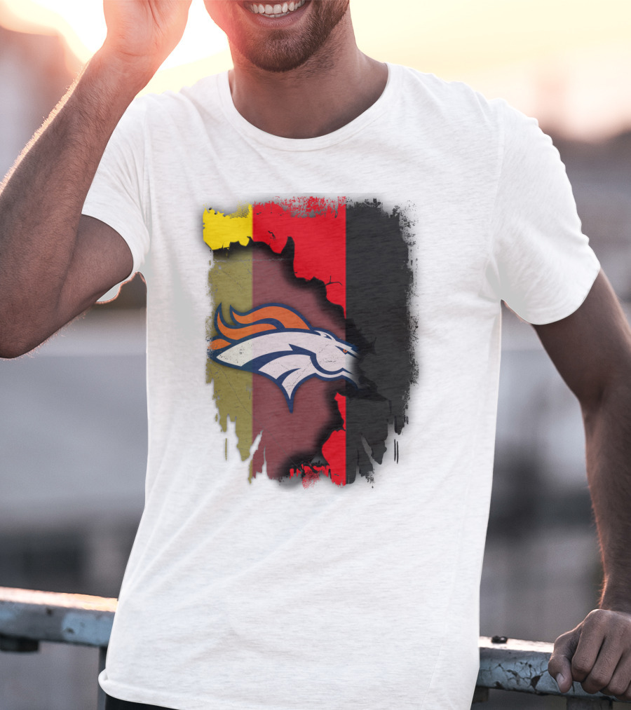 Germany Flag With Broncos Logo Together T-Shirt