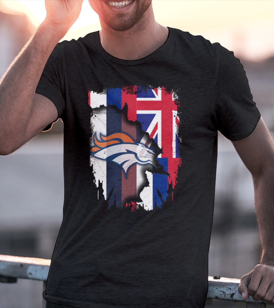 Together Hawaii Flag With Broncos Logo Fusion T-Shirt