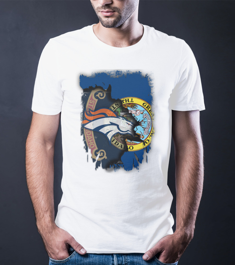 Idaho State Pride With Denver Broncos Emblem T-Shirt
