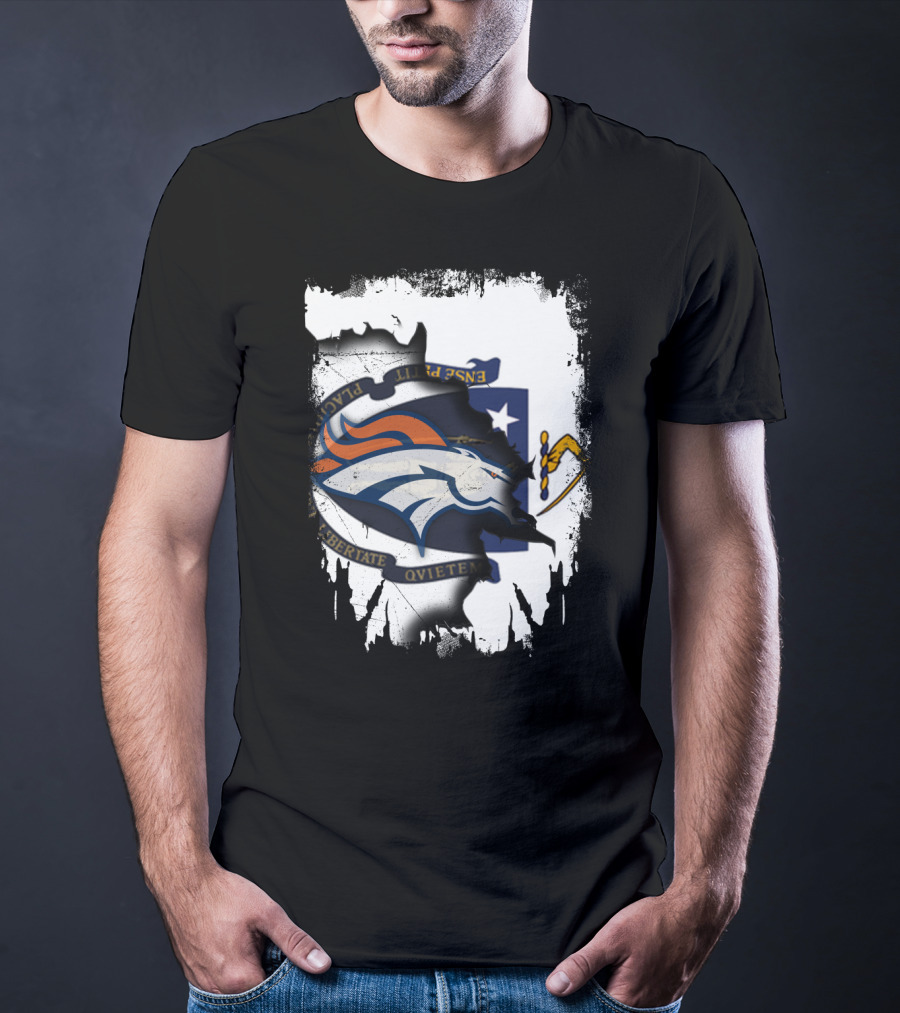 Together Massachusetts With Denver Broncos Logo And Massachusetts State Seal T-Shirt