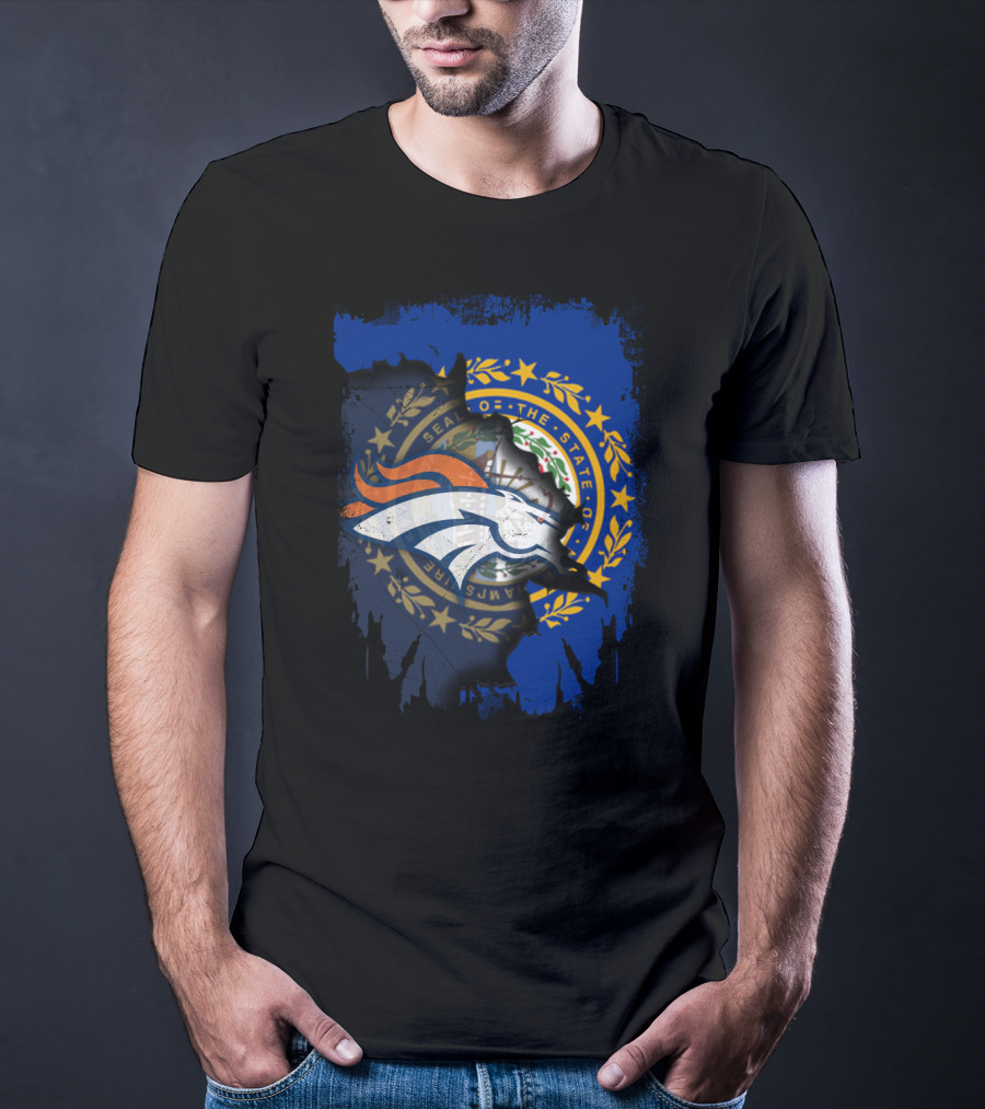 New Hampshire State Seal With Broncos Logo Integration T-Shirt