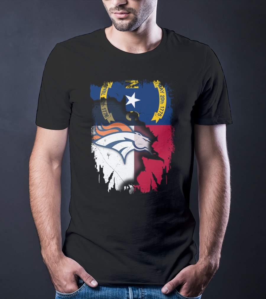 North Carolina State Flag With Broncos Emblem T-Shirt