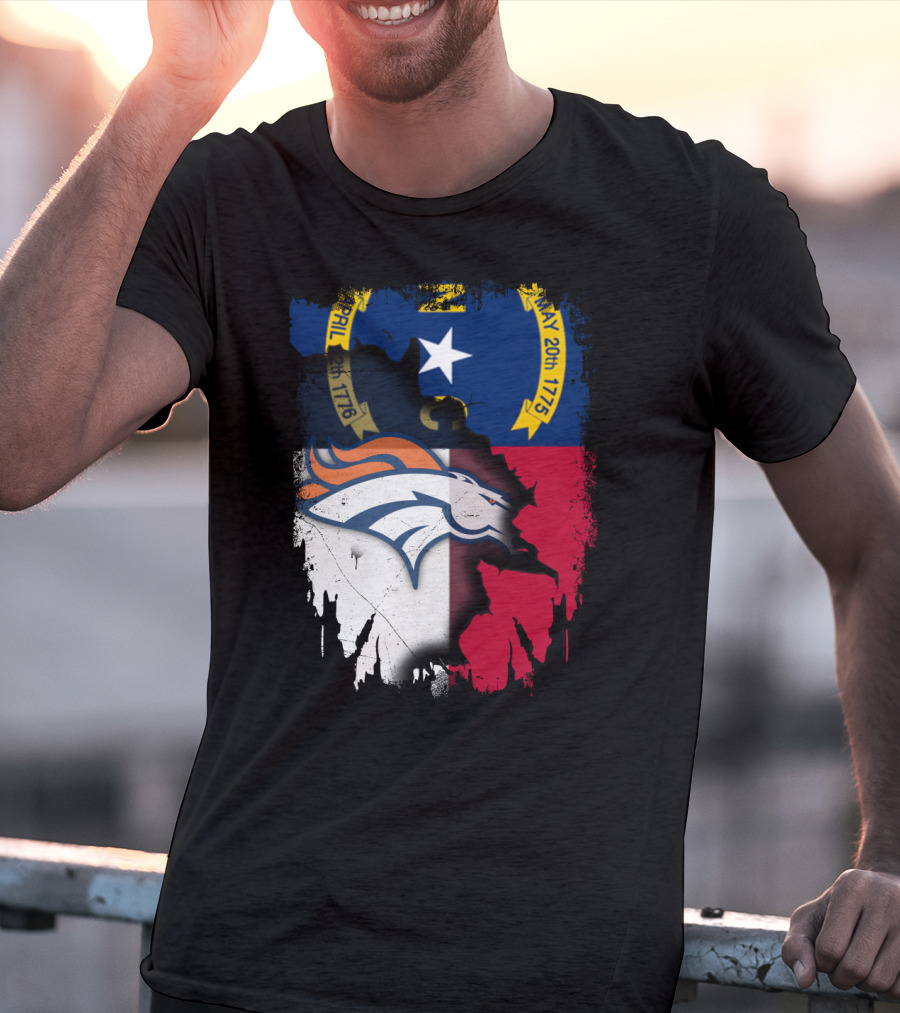North Carolina State Flag With Broncos Emblem T-Shirt