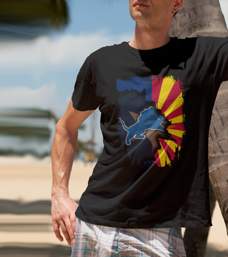 Arizona Flag With Detroit Lions Dual T-Shirt