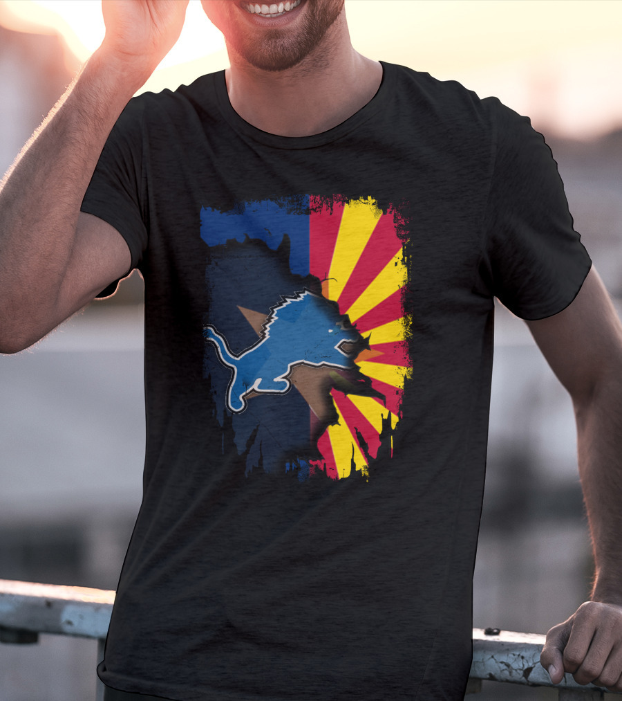 Arizona Flag With Detroit Lions Dual T-Shirt