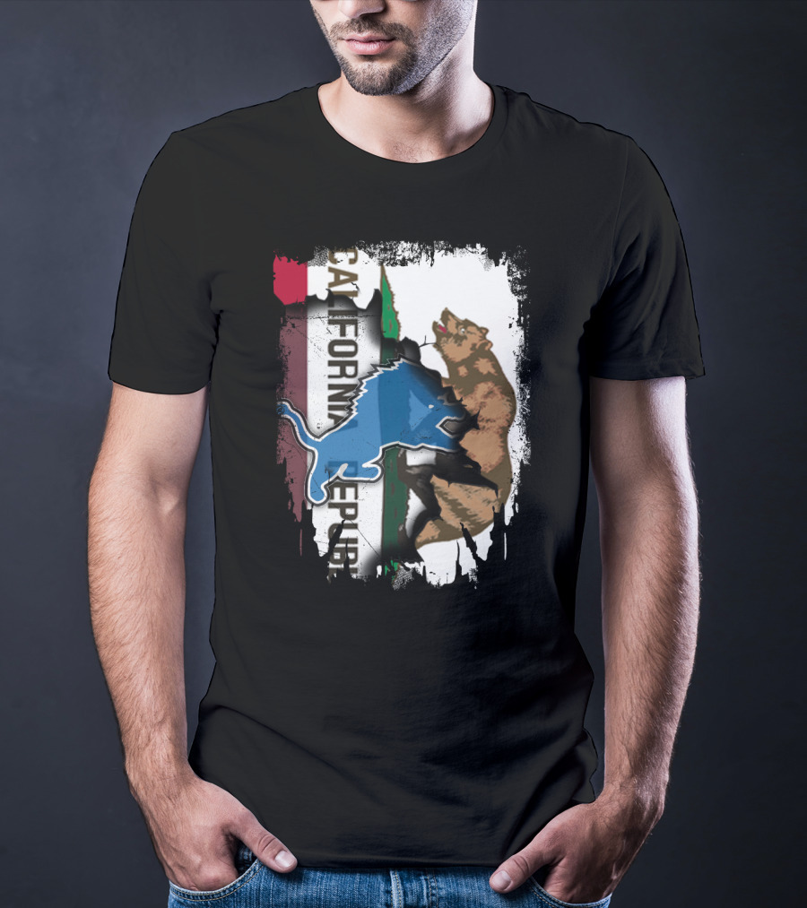 California Republic With Blue Lion And Bear T-Shirt