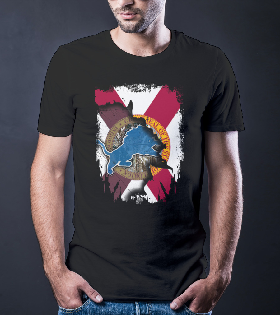 Florida State Seal With Detroit Lions Logo Overlay T-Shirt