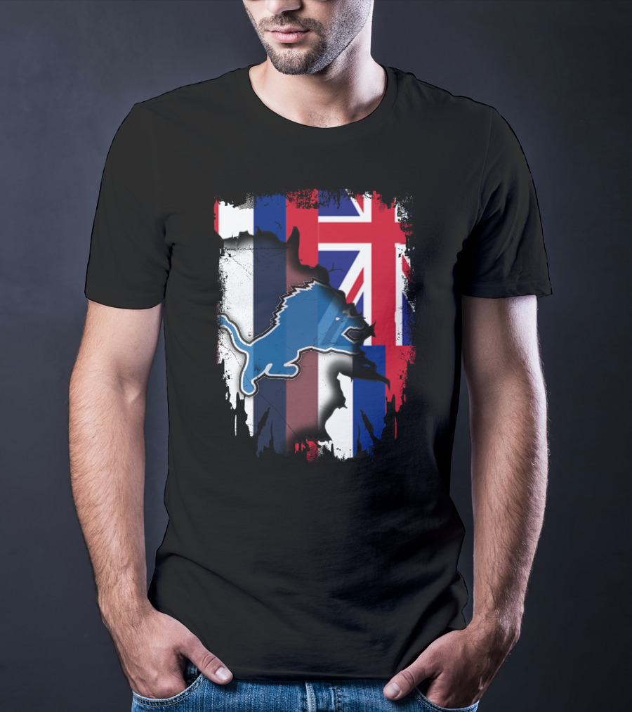 Hawaii Union Jack Detroit Lions Collaboration T-Shirt