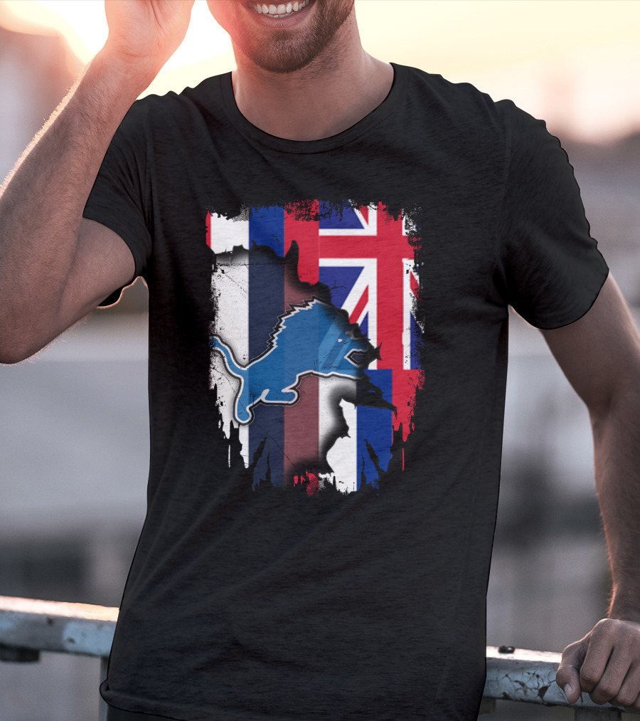 Hawaii Union Jack Detroit Lions Collaboration T-Shirt
