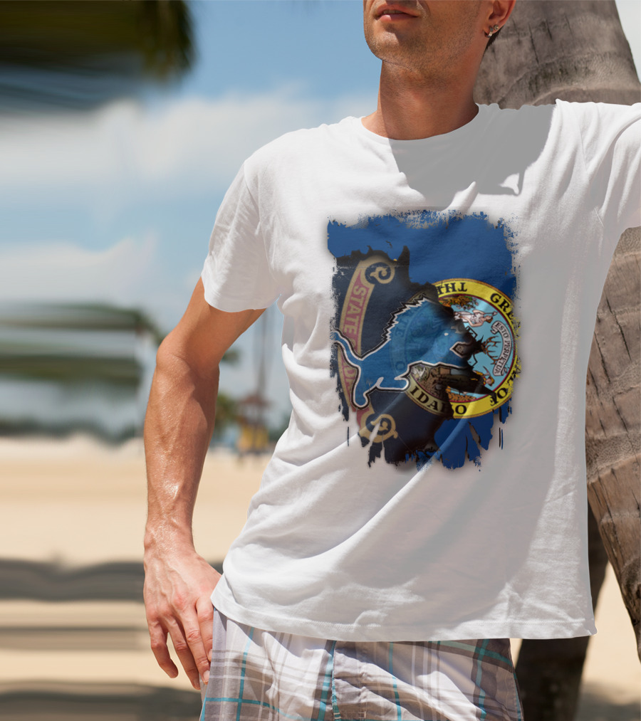 Idaho State Seal With Detroit Lions Collaboration T-Shirt