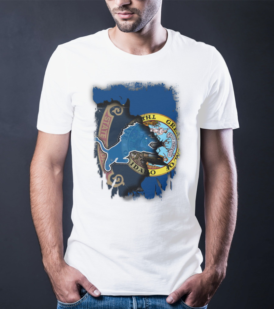 Idaho State Seal With Detroit Lions Collaboration T-Shirt