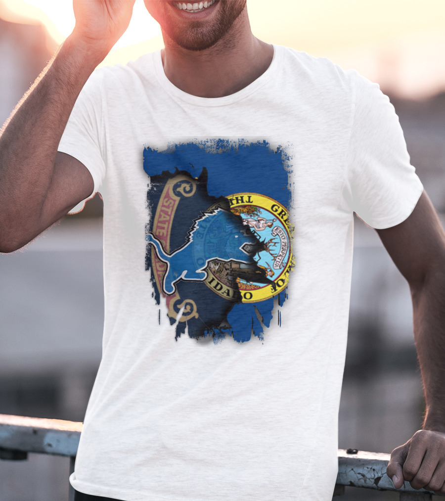 Idaho State Seal With Detroit Lions Collaboration T-Shirt