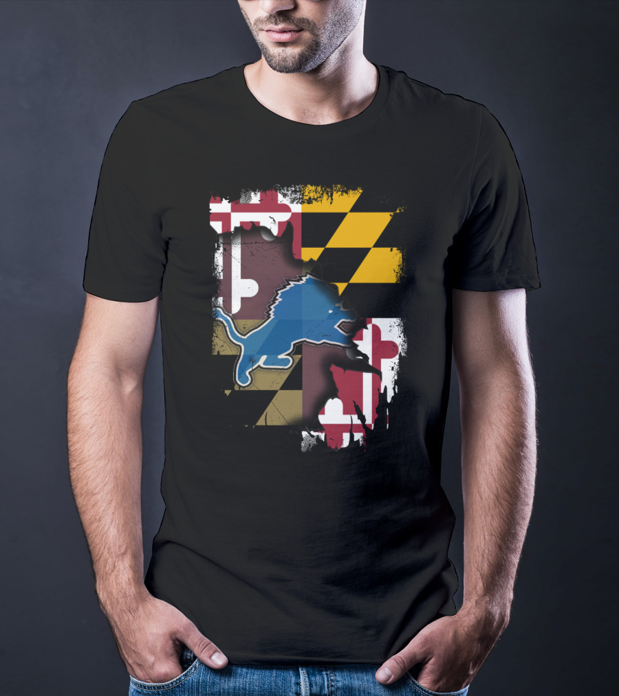 Maryland State Pride With Detroit Lions Team Spirit T-Shirt