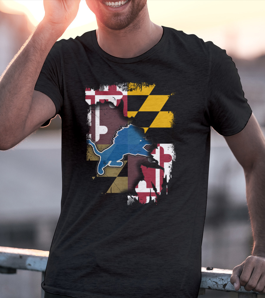 Maryland State Pride With Detroit Lions Team Spirit T-Shirt